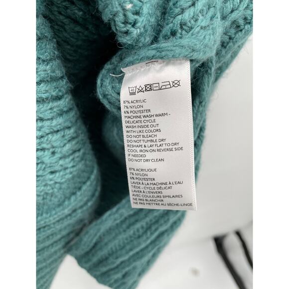 Urban Outfitters NWT Teal Cold Shoulder Cable Knit Sweater L - Picture 10 of 10
